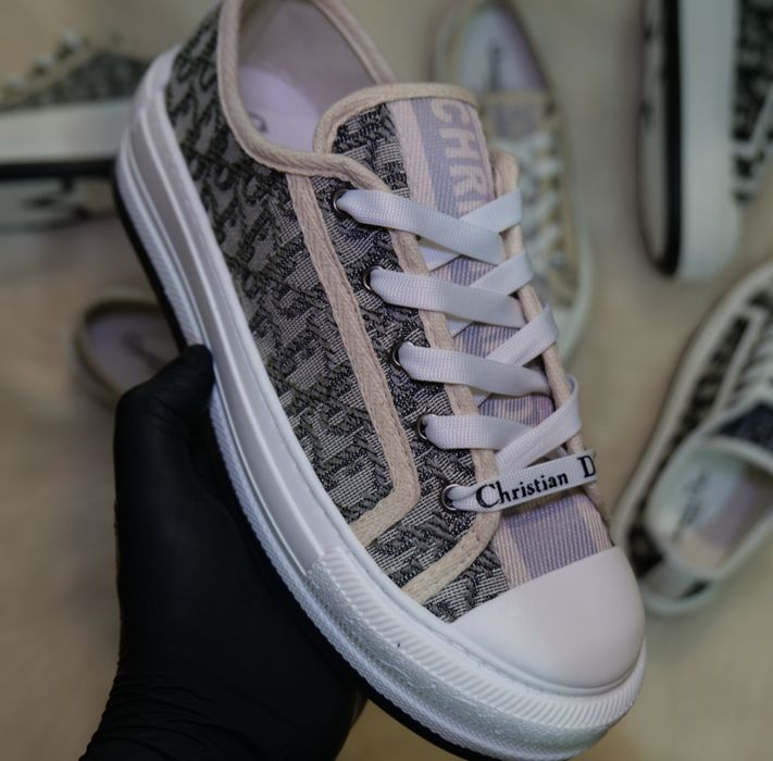 Дамски маратонки Dior Oblique (36-40) - Бежаво с Тъмно Зелено