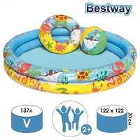 Бассейн надувной, 3 предмета: бассейн, мяч, 122 х 20 см 51124 Bestway