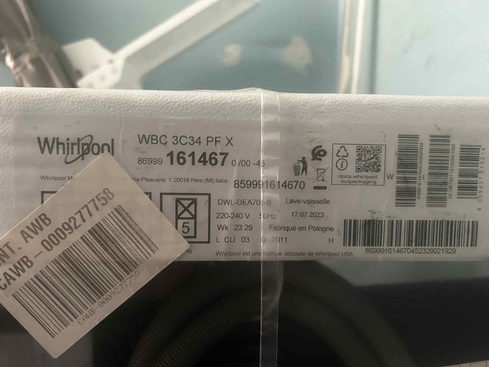 Миялна машина Whirlpool WBC 3C34 PF X – НОВА, неразопакована