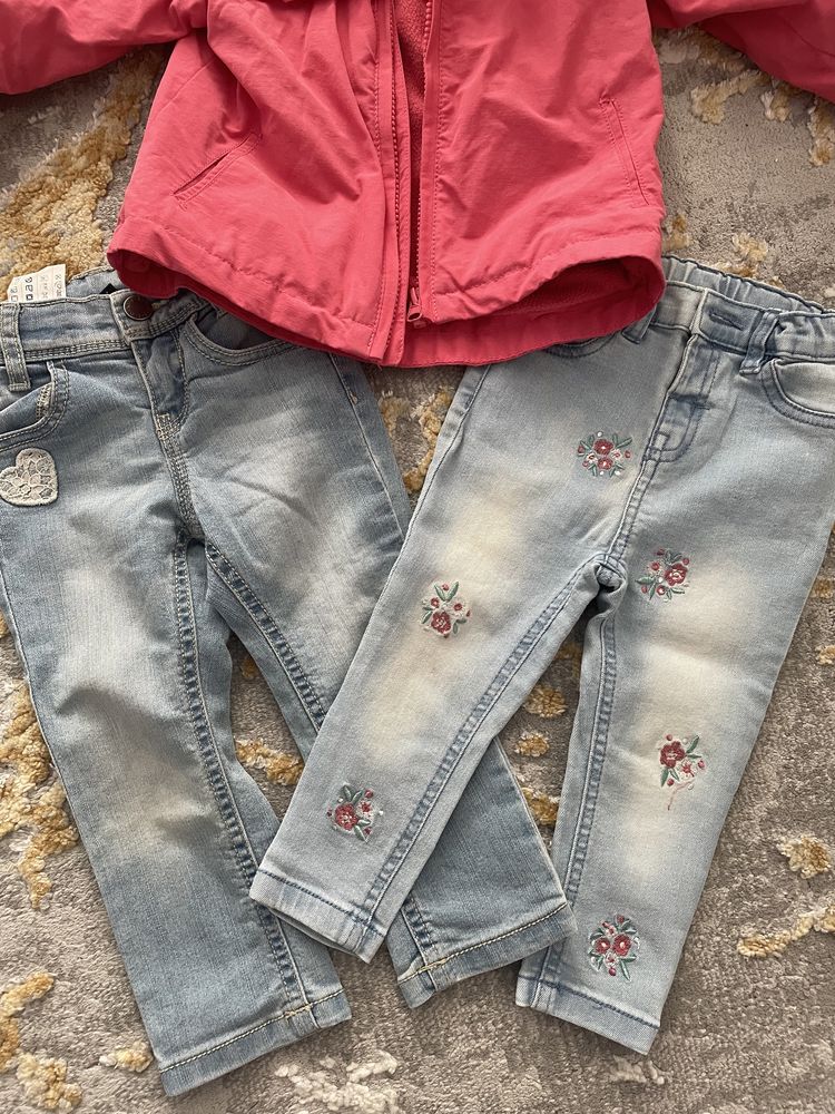 Haine fetițe mar 86 - 92(geaca și 2 perechi jeans)