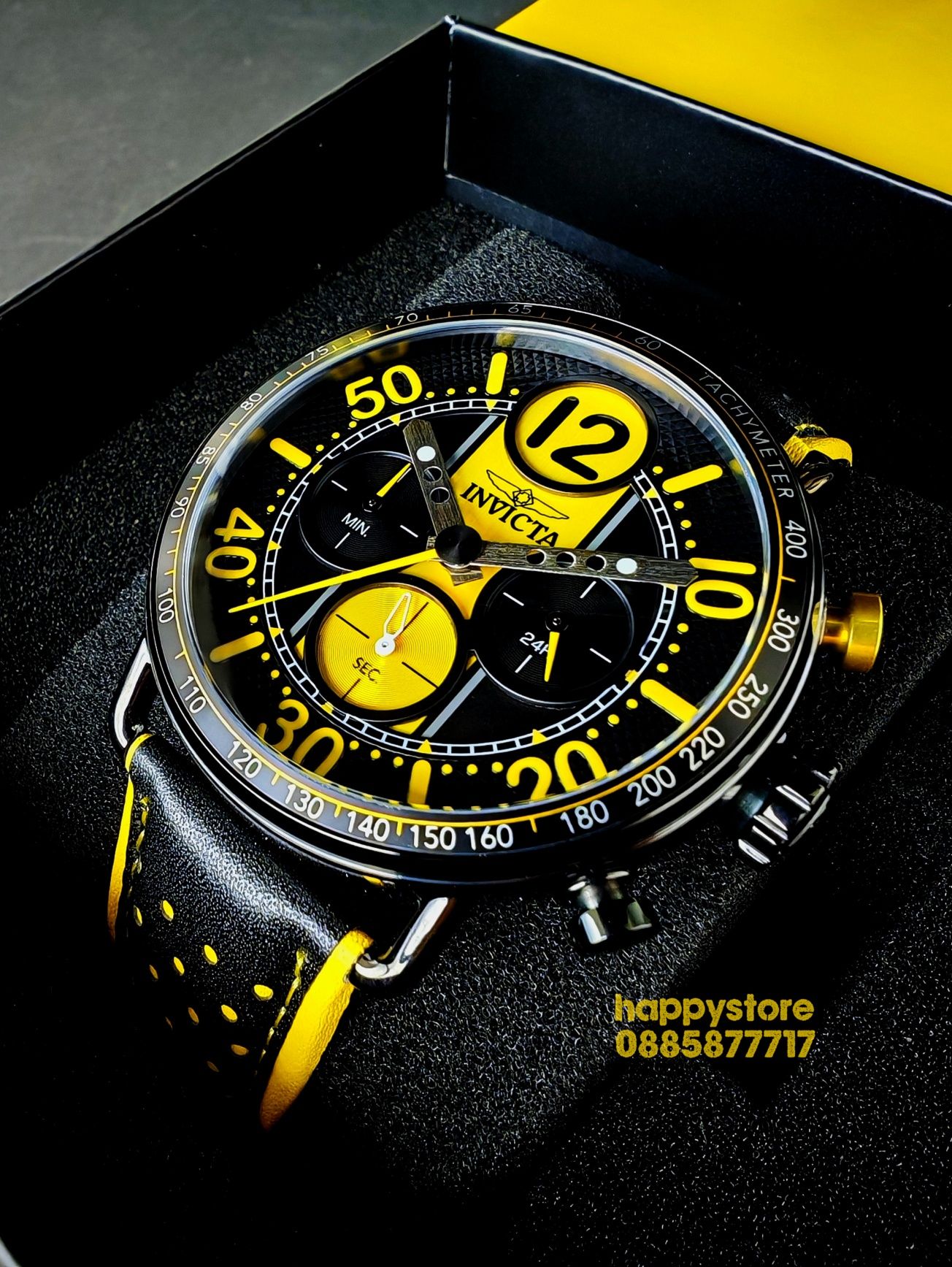 часовник INVICTA Racing Aero Yellow 44 mm, Инвикта нов, ръчен часовник
