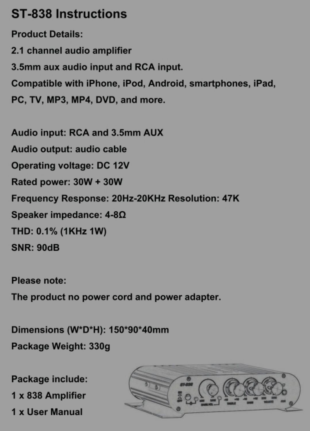 Mini amplificator 12 V NOU