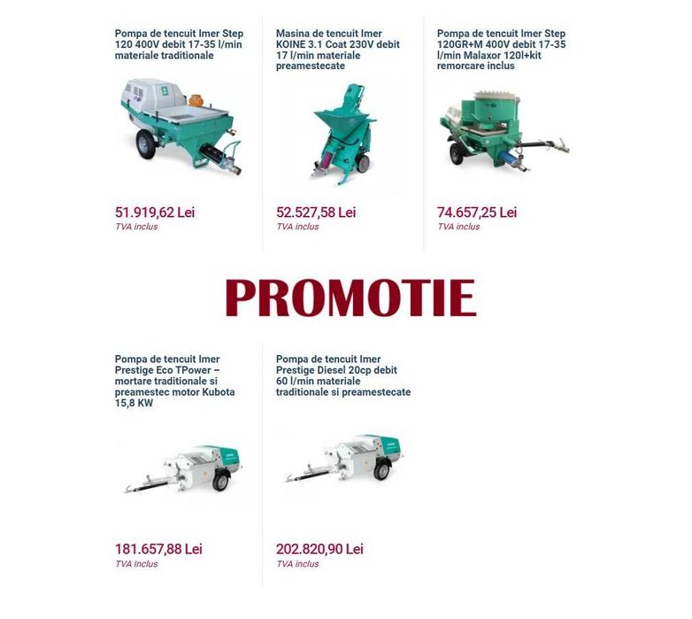 Mașină de tencuit Imer Koine 3 230V debit 8-11-14-17l/min+alte produse
