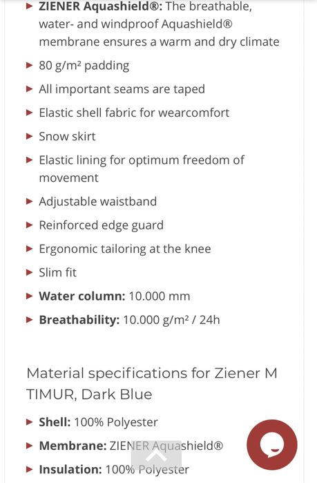 Ziener Timur Ski Pant 10К ОРИГИНАЛЕН мъжки ски панталон XL/2XL