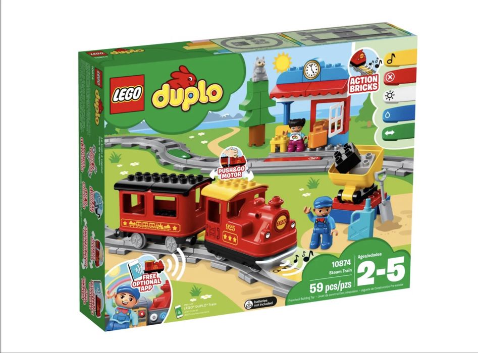 Vând Lego Duplo . Două trenuri cu baterii și două seturi de șine.