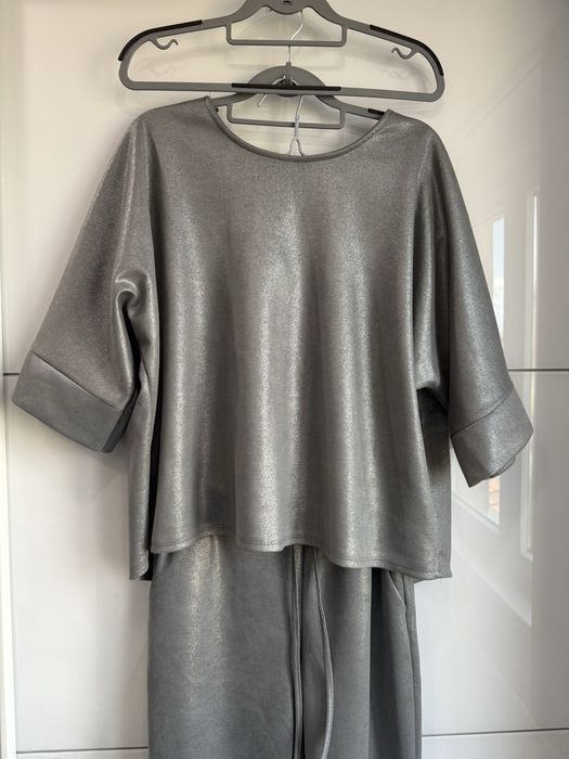 Италиански комплект, сребрист- блестящ