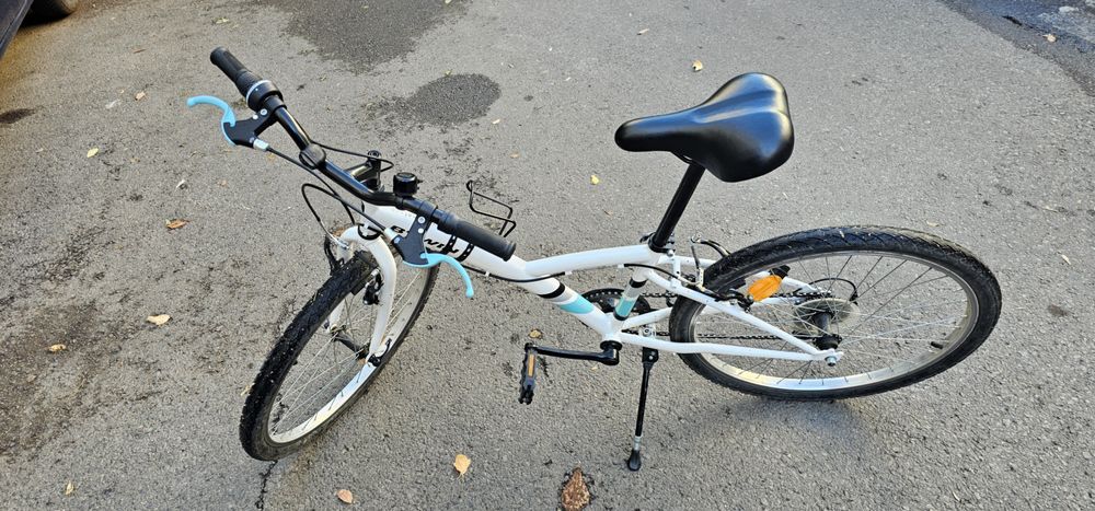Bicicleta 24 BTWIN original 100 alb 135-150 cm