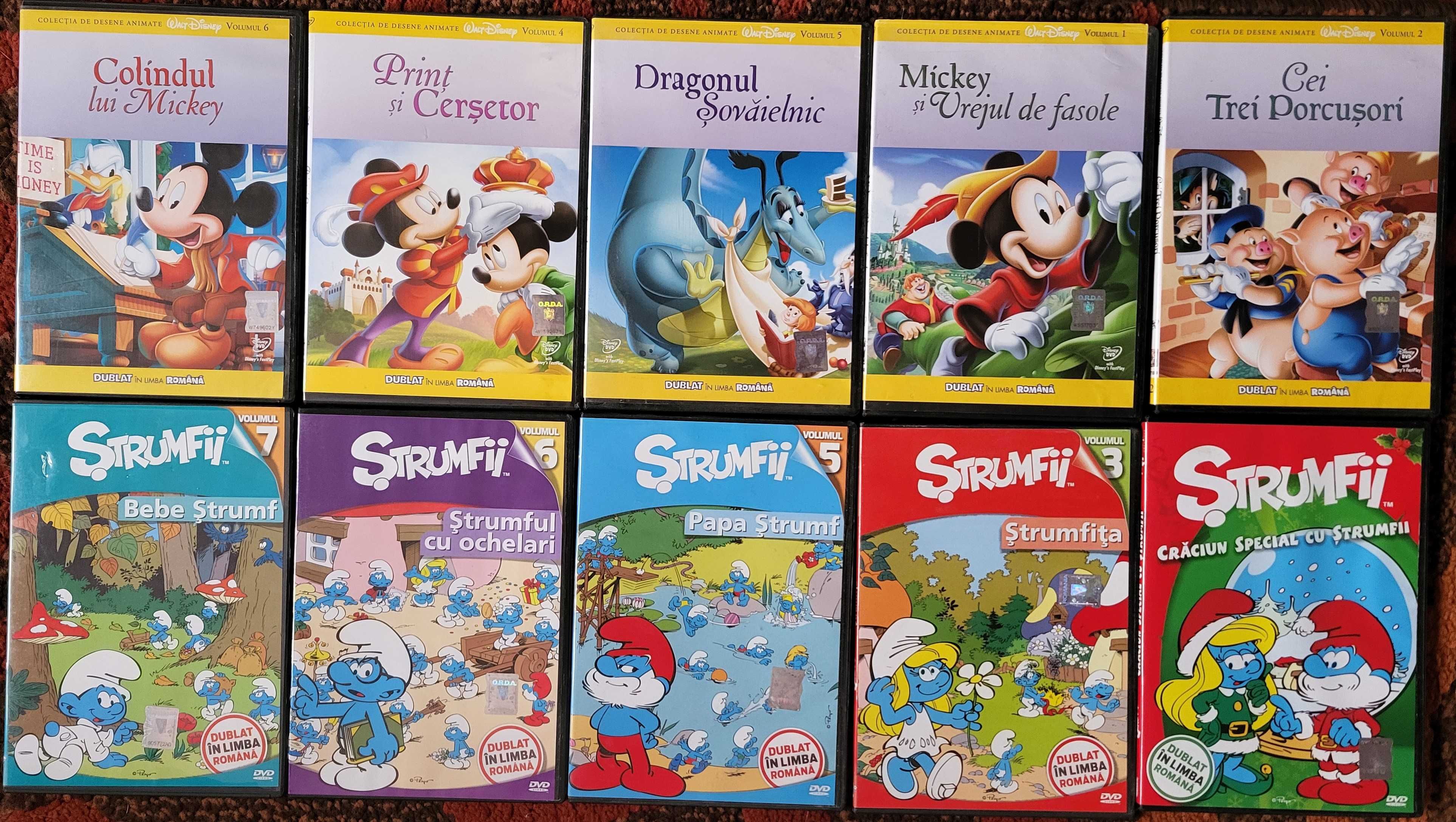 Colectia 10 DVD desene animate educationale - Strumfii + Walt Disney