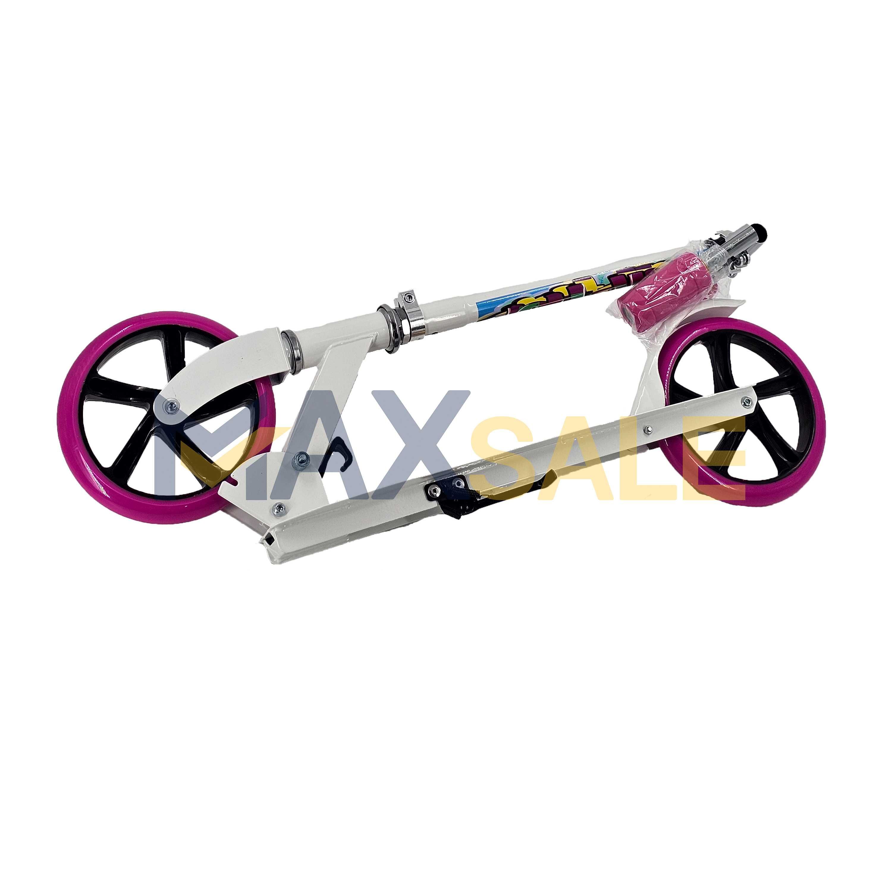 Тротинетка детска сгъваема скутер scooter бяло розово колело триколка