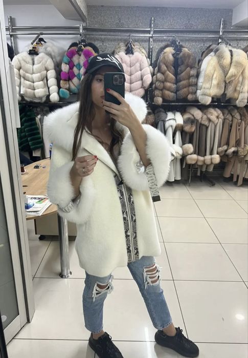 Палто от естествен косъм и алпака