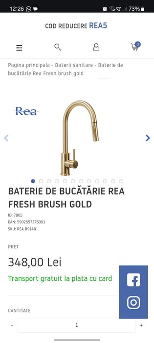 Baterie de bucatarie rea gold