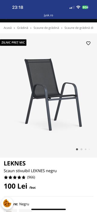 Scaun stivuibil LEKNES negru