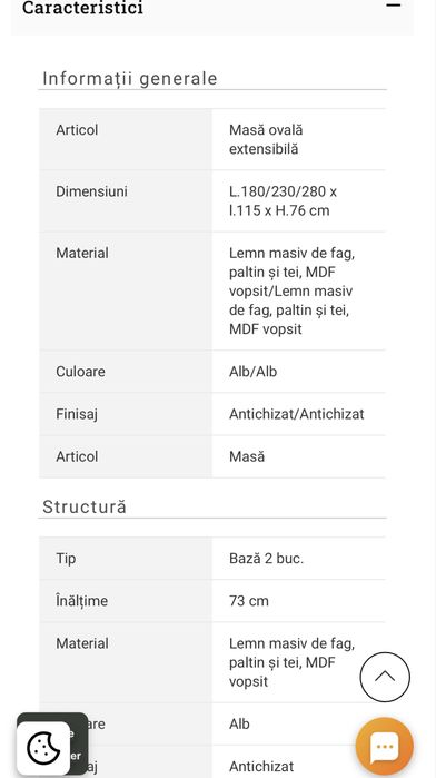 Vand masa extensibila colectia Jazz Mobexpert, lemn masiv de fag