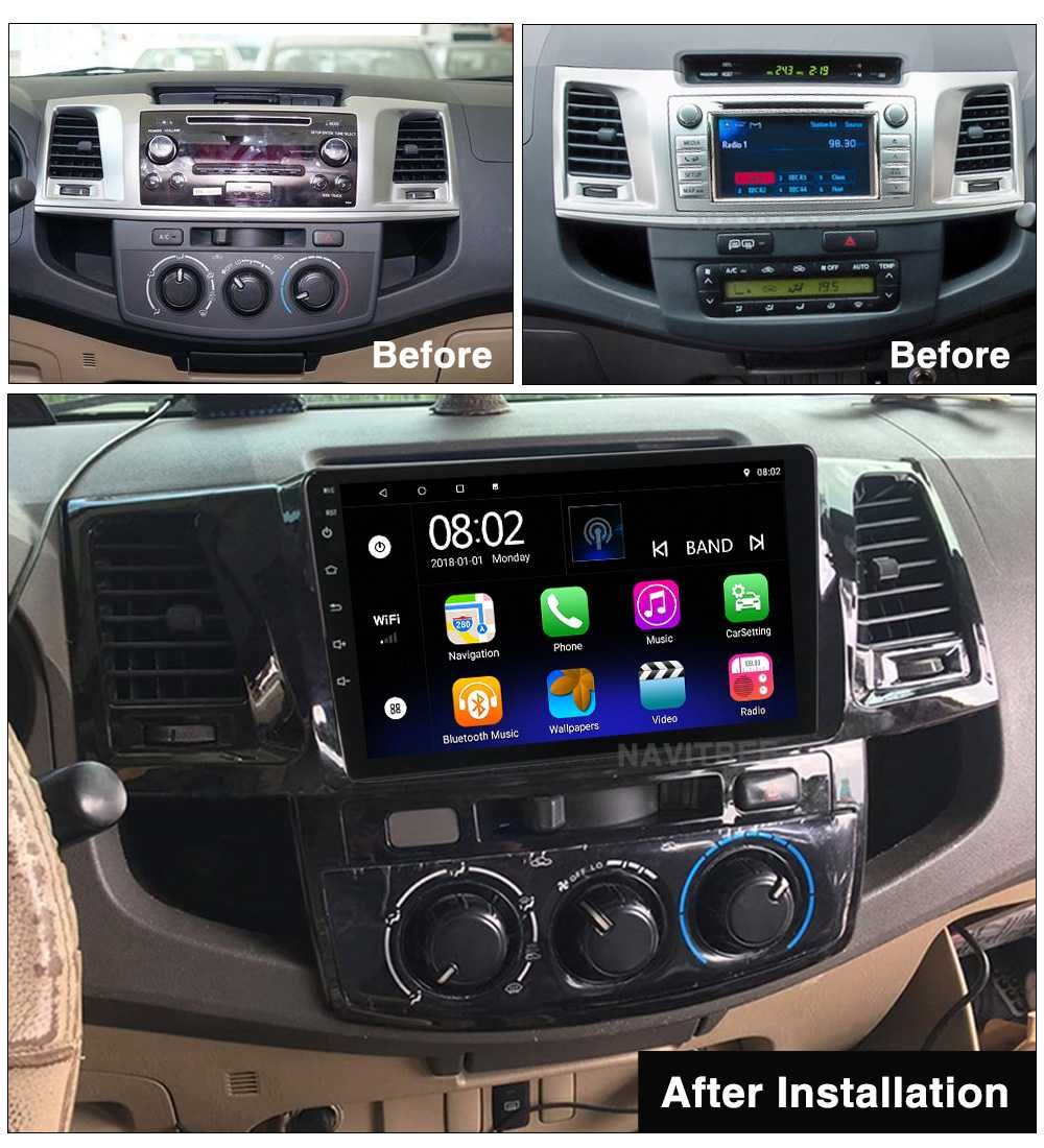 Навигация Двоен дин Мултимедия за Toyota Fortuner Hilux Android 2DIN