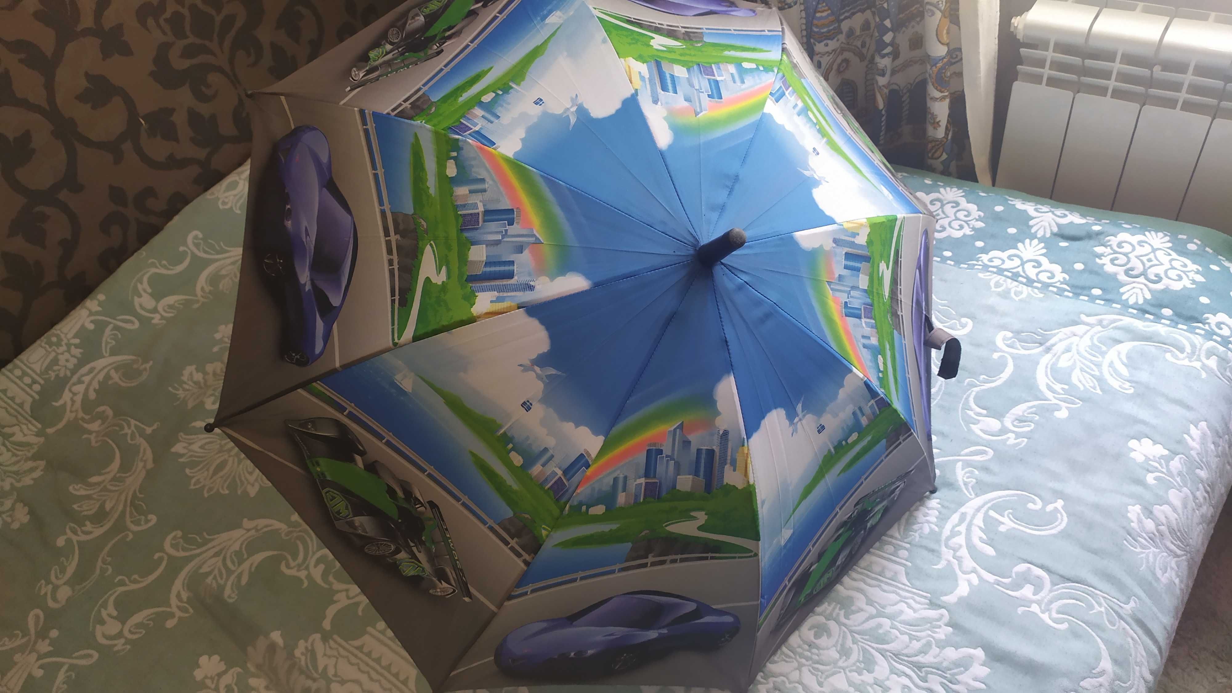Детский зонт для мальчиков с машинками, от дождя