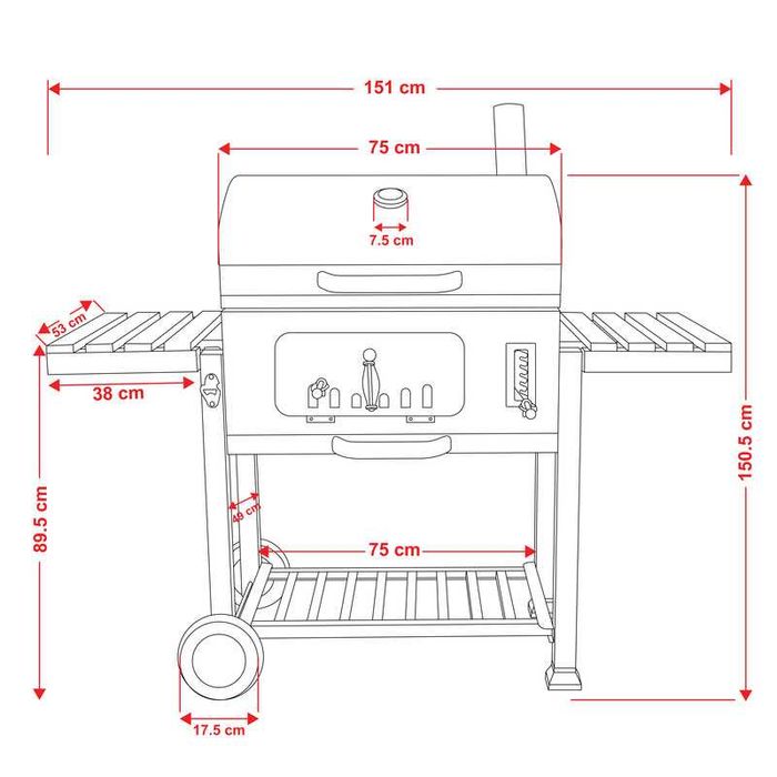 Gratar pe Carbune Profesional Mr. Grill, Dimensiune XL - Negru