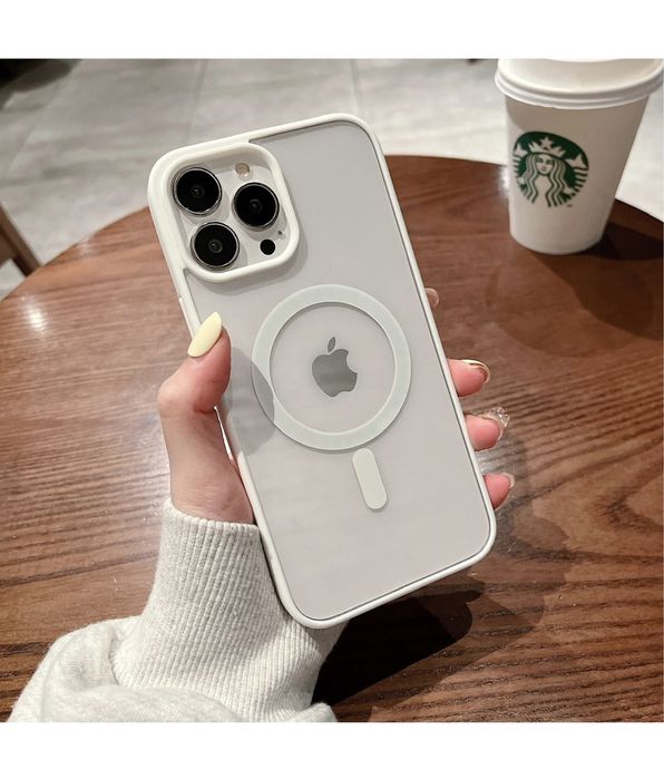 Iphone 14/15/16E PLUS PRO MAX Husa Magsafe Margine Colorata Spate Plex