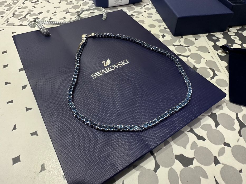Colier Swarovski matrix tennis albastru nou