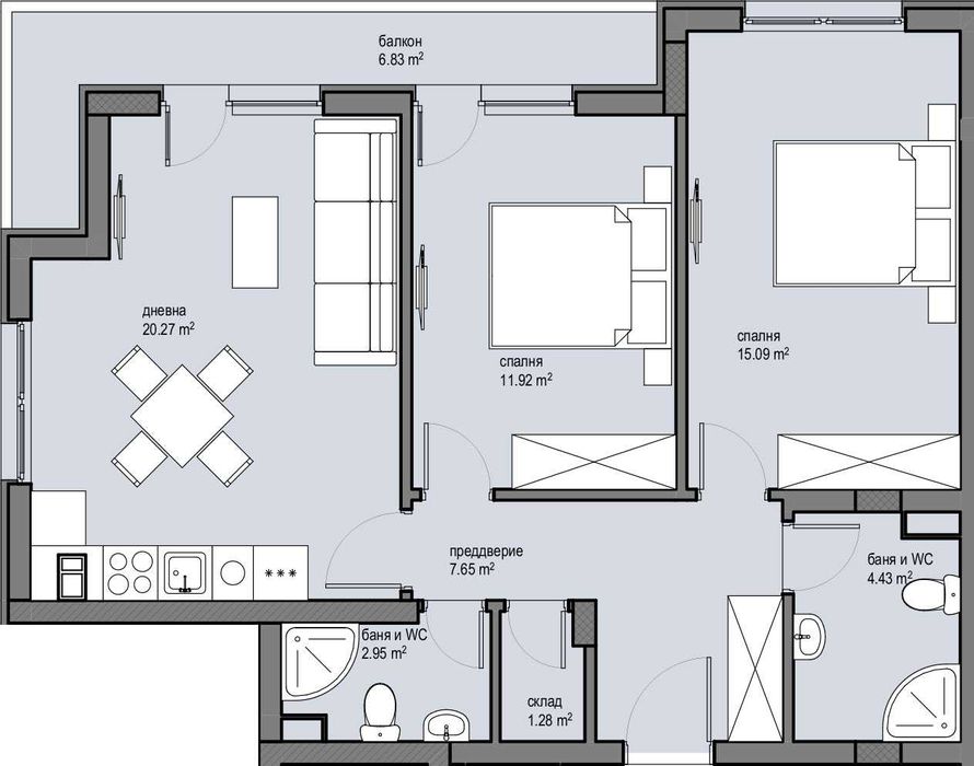 Продава се Тристаен апартамент в София, Красна поляна 2 - 95 кв.м за 1695 €/кв.м - Снимка #1