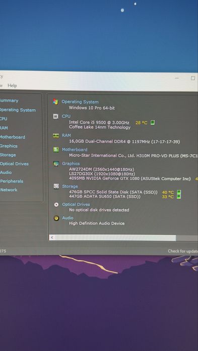 Vand kit procesor intel i5 9500 / 16gb ram/ msi h310h