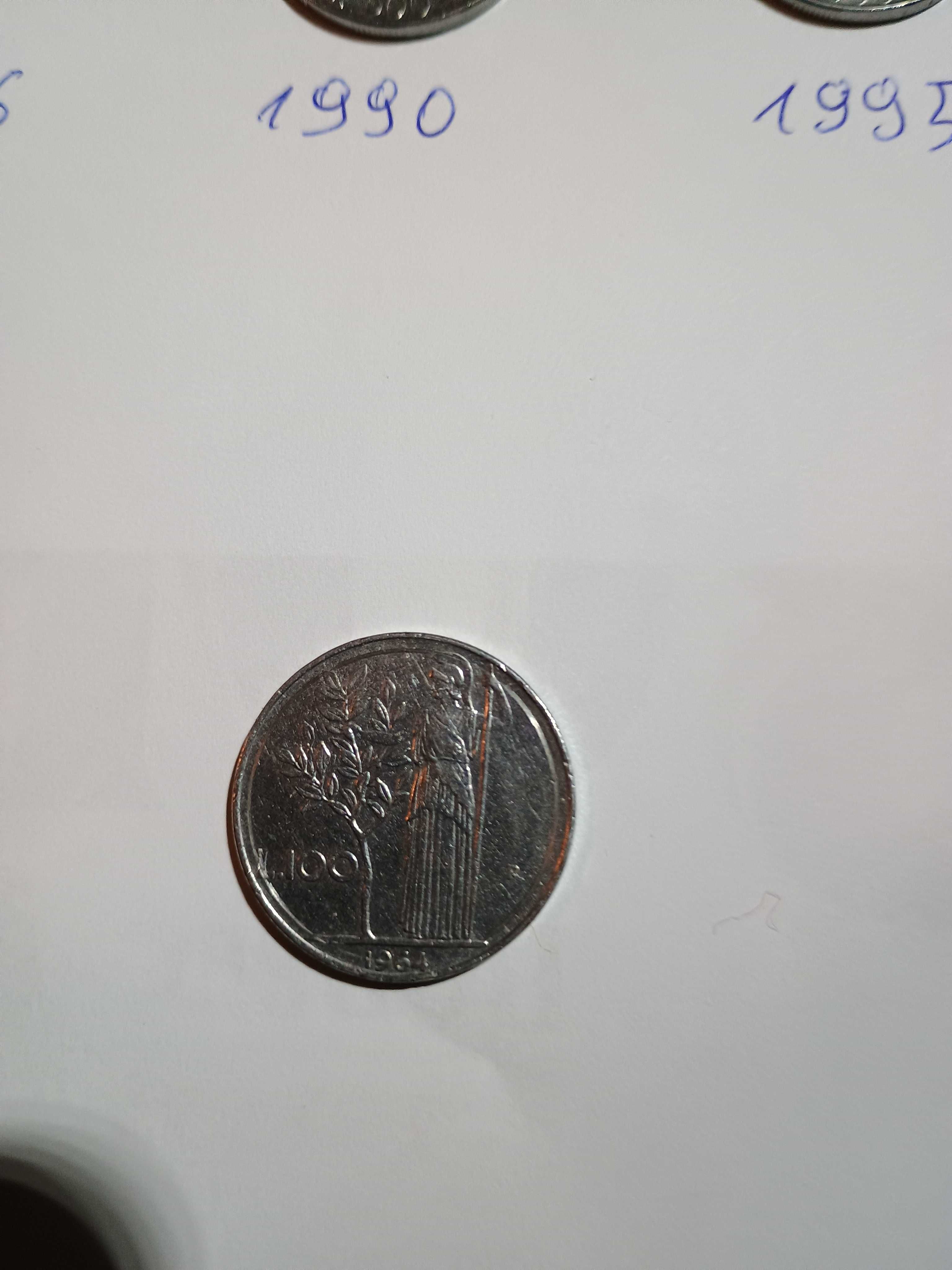 Moneda Republica Italiana 100 Lire 1964 (eroare de stantare)