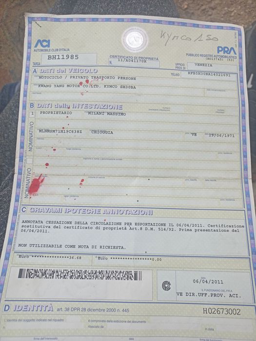 Scuter kymco motor 150