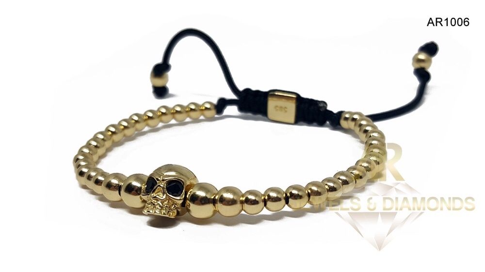 Bratara AUR 14 K model nou ARJEWELS Skull Head Collection