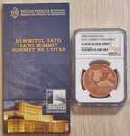 Moneda BNR 1 leu tombac Summitul NATO gradata NGC PF 69 UC