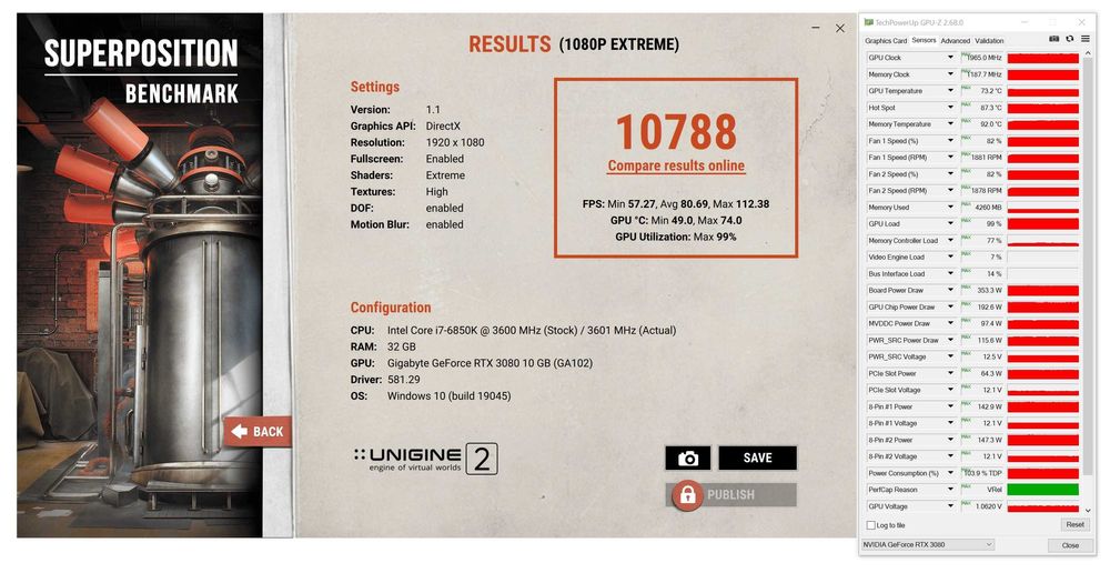 ТОП състояние Видео карта GPU GIGABYTE RTX 3080 EAGLE OC 10G GDDR6X