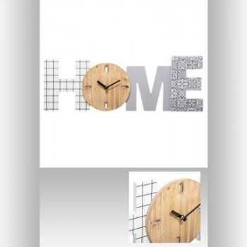 Безшумен дървен часовник HOME за стена