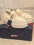 Pantofi loafer Tommy Hilfiger cu toc masiv, Alb optic, 39