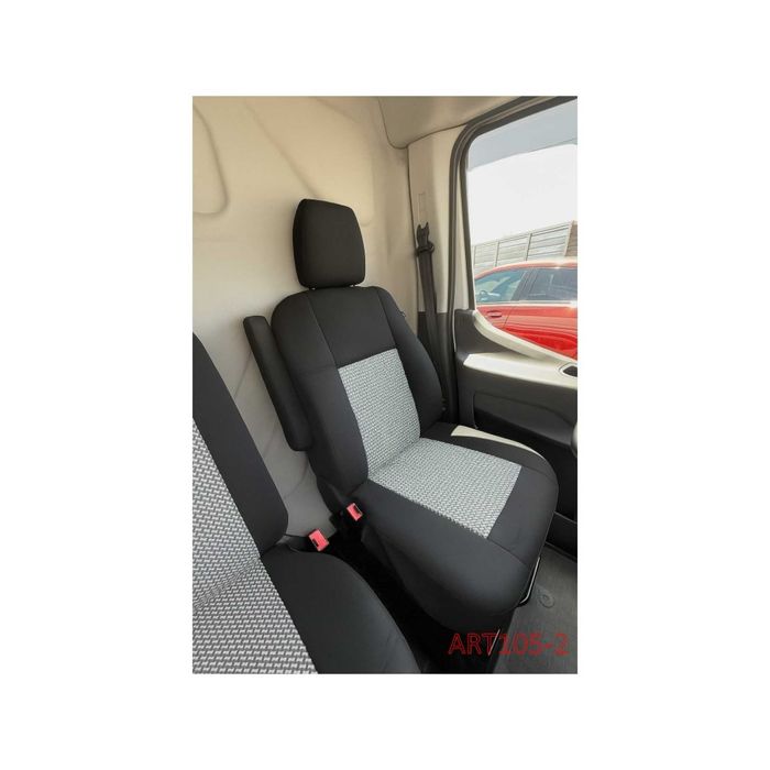 Huse Auto Textil 2+1 Scaun Sofer + Bancheta Negru cu Model alb + negru