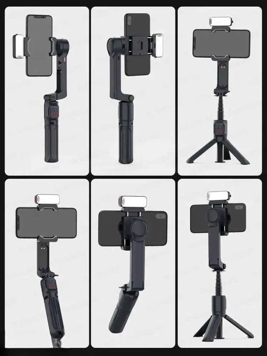 Stabilizator GIMBAL cu 2 axe + selfie stick cu lumina de umplere A10