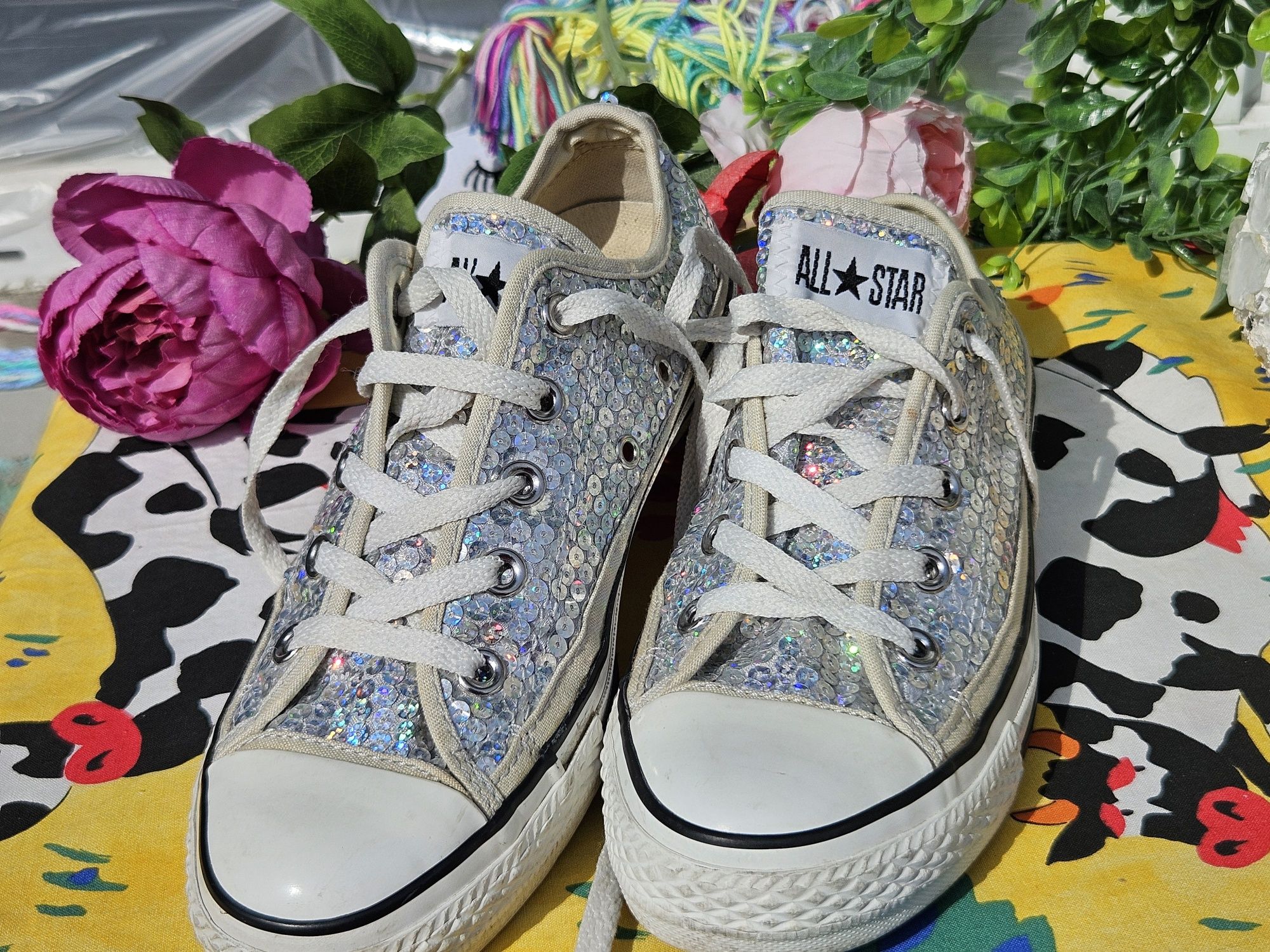 Converse оригинални кецове с пайети