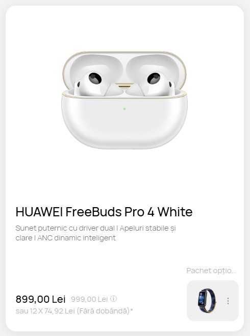 Casti Huawei FreeBuds 4 Pro Albe Noi, sigilate, garantie