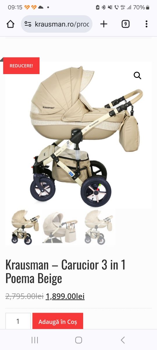 Carucior 3 in 1 Poema Beige