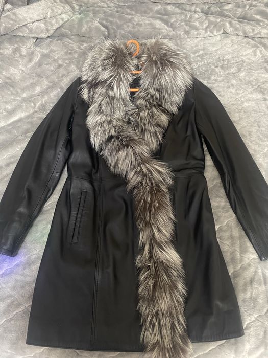Geaca piele cu blanita naturala