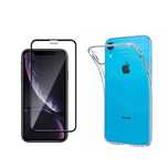 Set iphone XR - Folie Sticla Full + Husa Slim Silicon transparent.