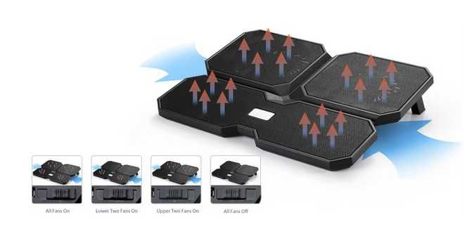 Охладителна подложка за лаптопи DeepCool - 4 вентилатора