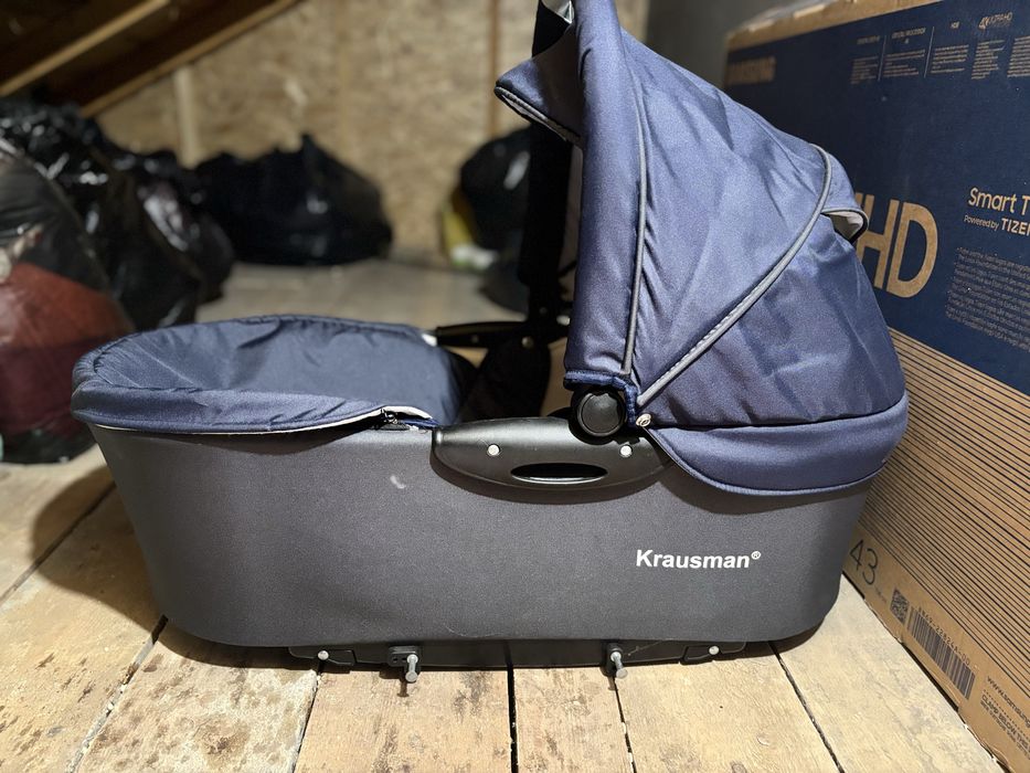 Carucior 3 in 1 Krausman clasic negru-albastru