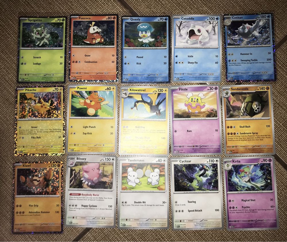 Colectie completa -15 cartonase Pokemon -Match battle -2023- McDonalds