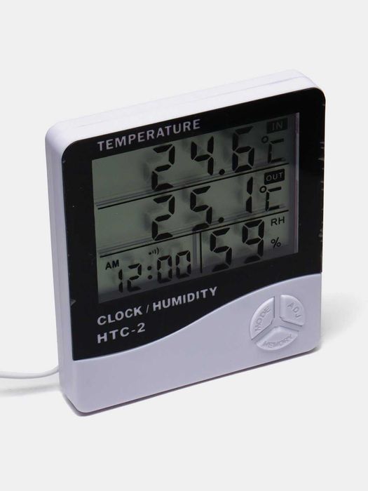 Термогигрометр HTC-2, термометр, гигрометр, часы  с сертификатом