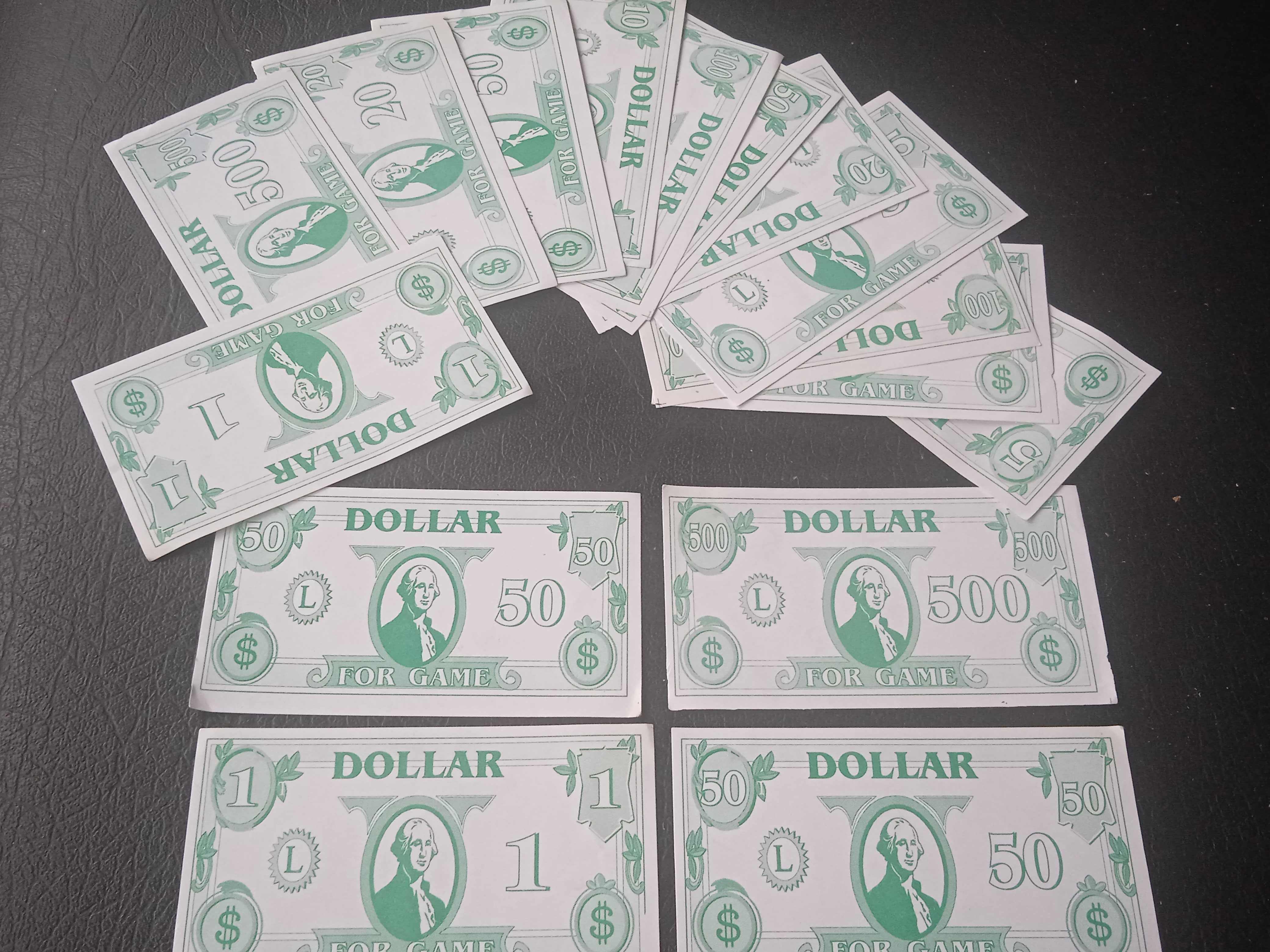 Банкноти Долари  за игра, забавление, шега
