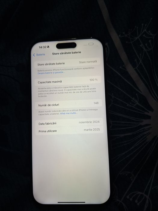 Vând iphone 16 pro max 100% baterie stare foarte bună