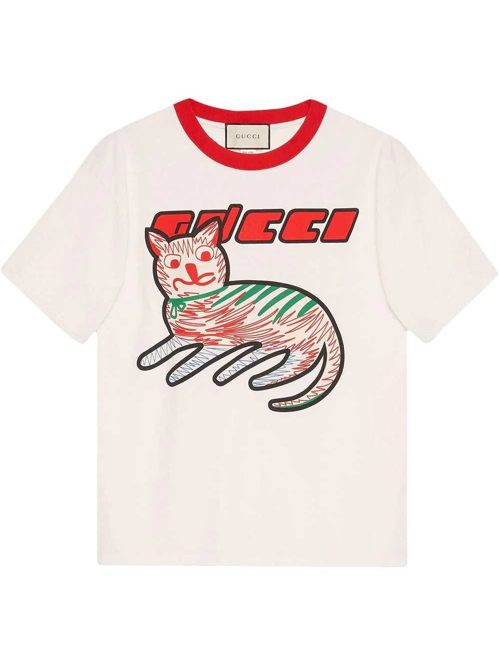 GUCCI Cat Print Logo Мъжка / Дамска Тениска size S (M)