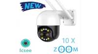 8мп нов модел IP Куполна камера ICSEE с 2 лещи х 10 zoom  wi-fi smart