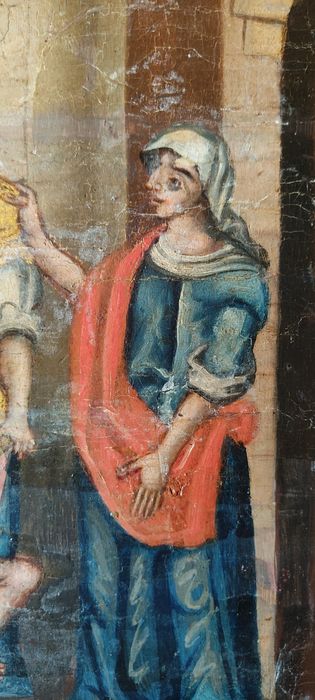 Icoana veche Tăierea capului Sfantultu Ioan Botezătorul secol 18i