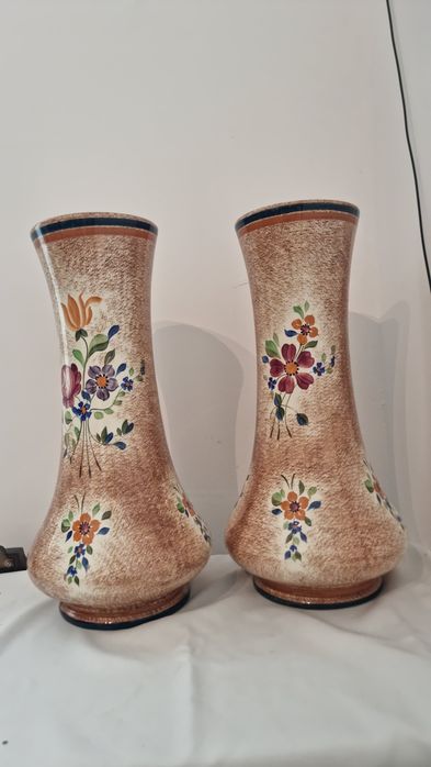 Set 2 vaze ceramice Boch Freres Keramis Belgia 1920-1940 pictate manua