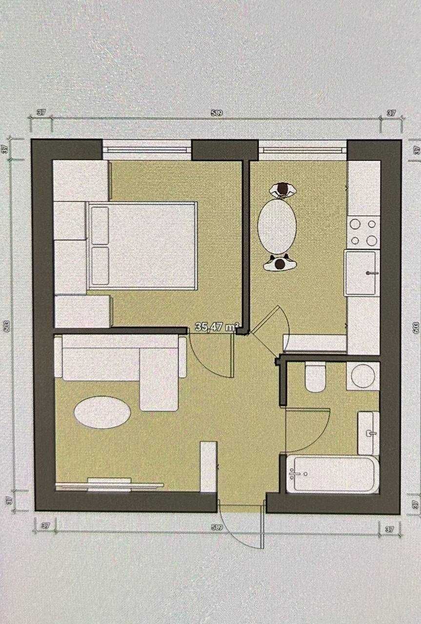 Рояль Резиденц, 1в2 35м2 евро Хай-Тек, Ш.Руставели Фригат !!