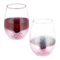 Set de 2 pahare de vin fara picior capacitate 500 ml fiecare roz